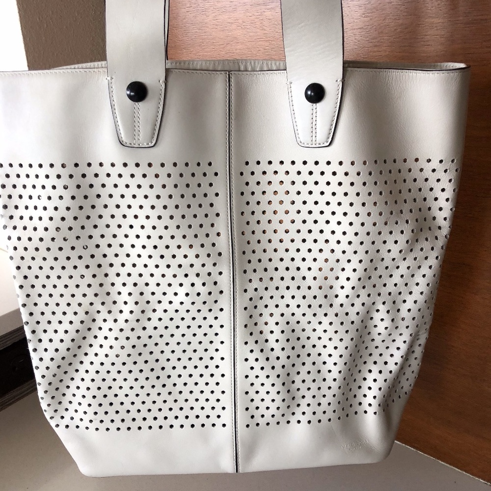 Rag & Bone Perforated Leather White Tote